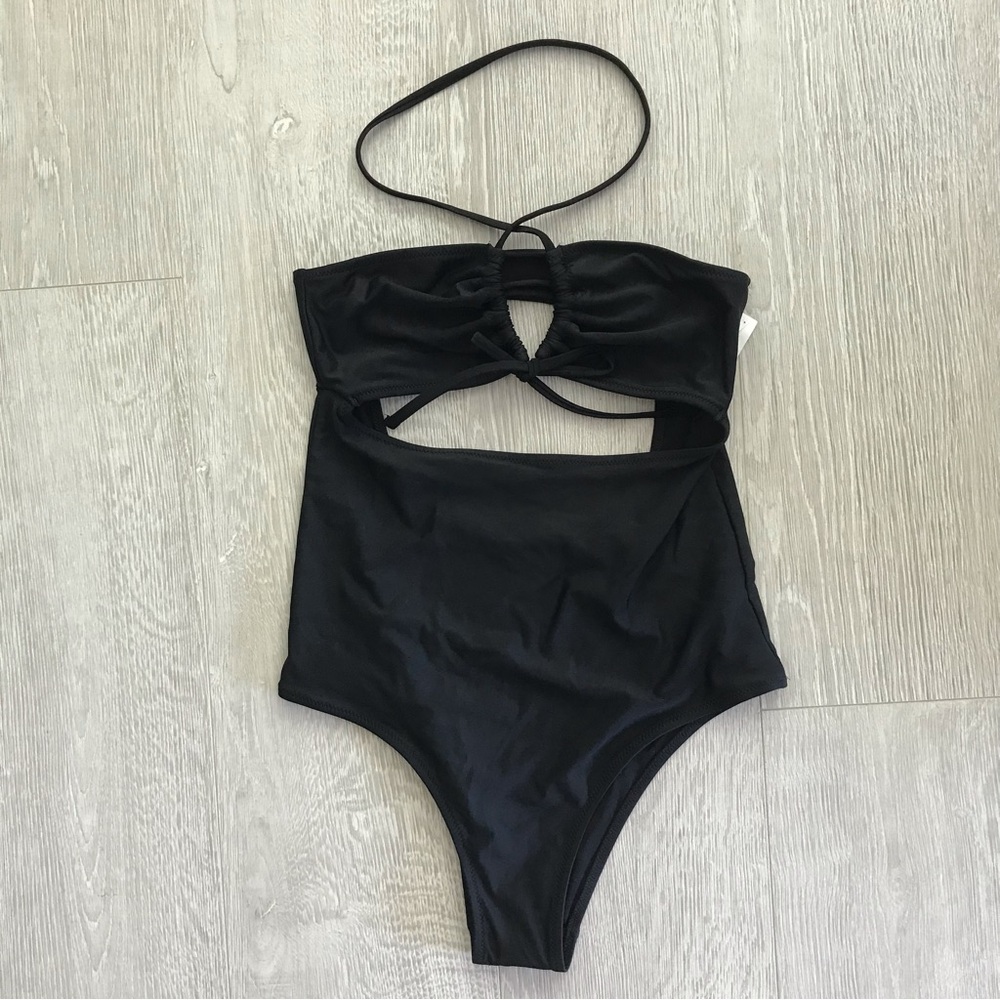 Aerie Ruched Cut Out Cheeky One Piece Swimsuit